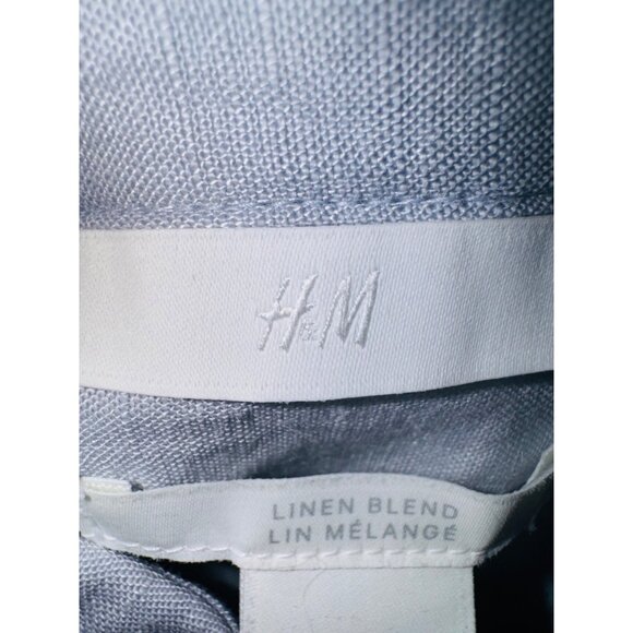 NWT H&M Light Grey/Blue Linen Blend Button-Up Oversized Shirt Small Minimalist - Picture 6 of 10